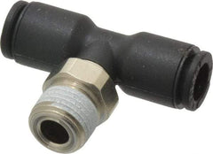 Legris - 6mm OD, 1/8 NPT, Nylon/Nickel Plated Brass Push-to-Connect Male Branch Tee - 290 Max psi, Black - Apex Tool & Supply