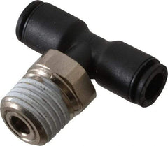 Legris - 6mm OD, 1/4 NPT, Nylon/Nickel Plated Brass Push-to-Connect Male Branch Tee - 290 Max psi, Black - Apex Tool & Supply