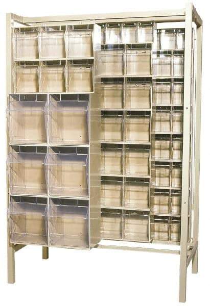 Quantum Storage - 3,000 Lb Capacity, 26" Deep x 48" Wide x 67" High, Steel Pick Rack - 28 White Polystyrene Bins - Apex Tool & Supply