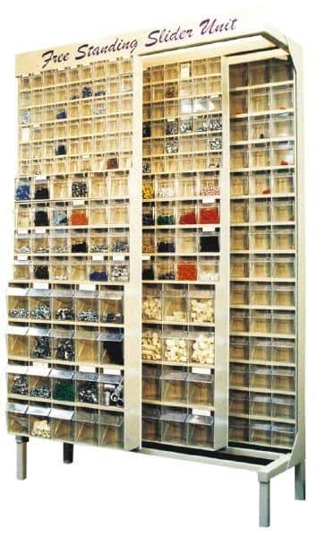 Quantum Storage - 3,000 Lb Capacity, 16" Deep x 48" Wide x 67" High, Steel Pick Rack - 28 Gray Polystyrene Bins - Apex Tool & Supply
