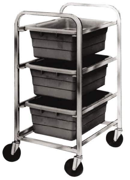 Quantum Storage - 3 Bin Cross Stack Tub Rack - 19 Inch Overall Width x 27 Inch Overall Depth x 41 Inch Overall Height, Blue High Impact Polyethylene Bins - Apex Tool & Supply