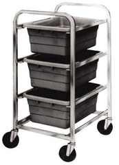 Quantum Storage - 3 Bin Cross Stack Tub Rack - 19 Inch Overall Width x 27 Inch Overall Depth x 41 Inch Overall Height, Blue High Impact Polyethylene Bins - Apex Tool & Supply