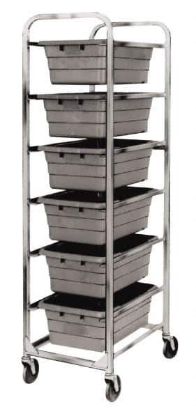 Quantum Storage - 6 Bin Cross Stack Tub Rack - 19 Inch Overall Width x 27 Inch Overall Depth x 71 Inch Overall Height, Blue High Impact Polyethylene Bins - Apex Tool & Supply
