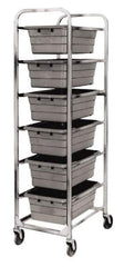 Quantum Storage - 6 Bin Cross Stack Tub Rack - 19 Inch Overall Width x 27 Inch Overall Depth x 71 Inch Overall Height, White High Impact Polyethylene Bins - Apex Tool & Supply