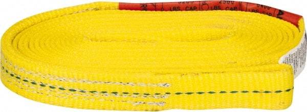 Lift-All - 10' Long x 1" Wide, 3,200 Lb Vertical Capacity, 1 Ply, Polyester Web Sling - 2,500 Lb Choker Capacity, Yellow - Apex Tool & Supply