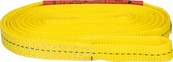 Lift-All - 12' Long x 1" Wide, 3,200 Lb Vertical Capacity, 1 Ply, Polyester Web Sling - 2,500 Lb Choker Capacity, Yellow - Apex Tool & Supply
