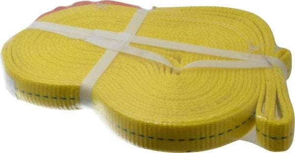 Lift-All - 16' Long x 1" Wide, 3,200 Lb Vertical Capacity, 1 Ply, Polyester Web Sling - 2,500 Lb Choker Capacity, Yellow - Apex Tool & Supply