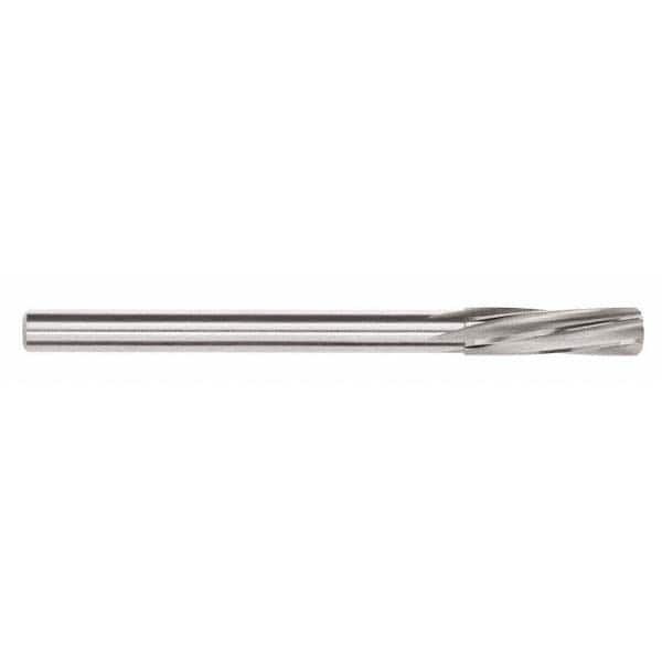 Chucking Reamer: 0.3406″ Dia, 4-31/32″ OAL, 1-27/64″ Flute Length, Straight Shank, Solid Carbide 6 Flute, RH
