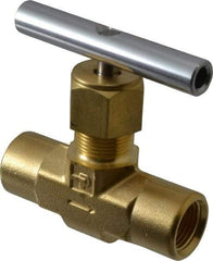 Parker - 3,000 Max psi, 3/8" Pipe, Brass, Inline Instrumentation Needle Valve - FNPT x FNPT End Connections - Apex Tool & Supply
