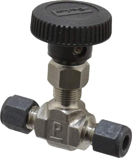 Parker - 5,000 Max psi, 1/4" Pipe, 316 Grade Stainless Steel, Inline Instrumentation Needle Valve - Compression x Compression CPI End Connections - Apex Tool & Supply