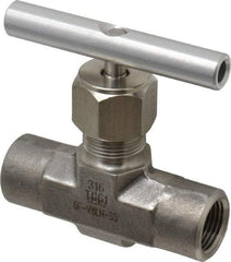 Parker - 5,000 Max psi, 3/8" Pipe, 316 Grade Stainless Steel, Inline Instrumentation Needle Valve - FNPT x FNPT End Connections - Apex Tool & Supply