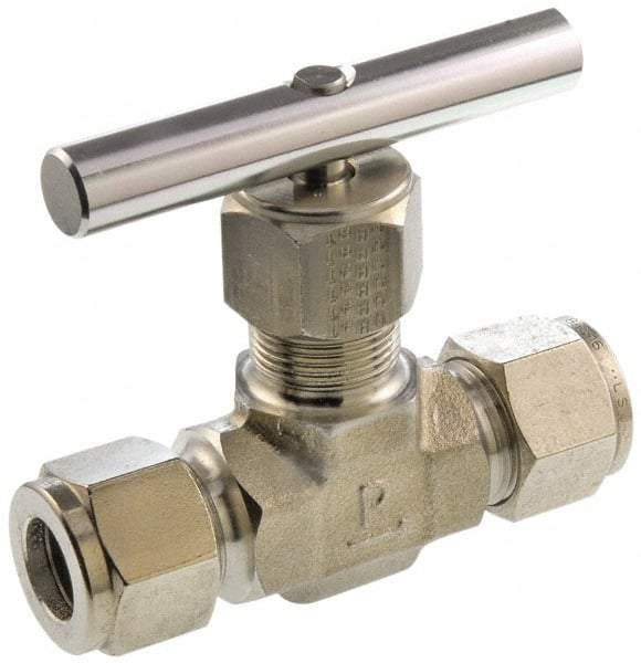 Parker - 5,000 Max psi, 1/2" Pipe, 316 Grade Stainless Steel, Inline Instrumentation Needle Valve - Apex Tool & Supply