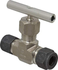 Parker - 5,000 Max psi, 1/2" Pipe, 316 Grade Stainless Steel, Inline Instrumentation Needle Valve - Compression x Compression CPI End Connections - Apex Tool & Supply