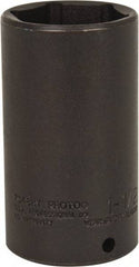 Proto - 1/2" Drive 1-1/2" Deep Thin Wall Impact Socket - 6 Points, 3-1/2" OAL - Apex Tool & Supply
