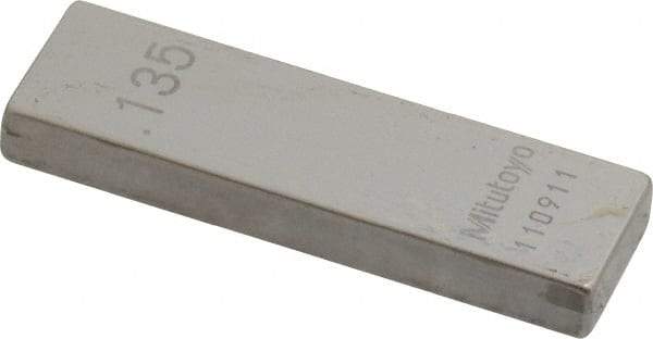 Mitutoyo - 0.135" Rectangular Steel Gage Block - Accuracy Grade 0, Includes Certificate of Inspection - Apex Tool & Supply