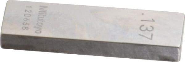 Mitutoyo - 0.137" Rectangular Steel Gage Block - Accuracy Grade 0, Includes Certificate of Inspection - Apex Tool & Supply