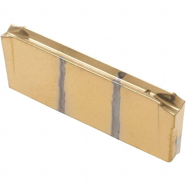 Iscar - DGR2200 IC1028 Grade, 0.0866" Cutting Width, Carbide Cutoff Insert - 15° Right Hand Lead Angle, 0.0008" Cnr Rad, TiAlN/TiN Coated, Double End - Apex Tool & Supply