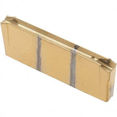 Iscar - DGR2200 IC1028 Grade, 0.0866" Cutting Width, Carbide Cutoff Insert - 15° Right Hand Lead Angle, 0.0008" Cnr Rad, TiAlN/TiN Coated, Double End - Apex Tool & Supply
