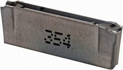 Iscar - DGR3100 IC354 Grade, 0.122" Cutting Width, Carbide Cutoff Insert - 15° Right Hand Lead Angle, 0.0008" Cnr Rad, TiCN Coated, Double End - Apex Tool & Supply