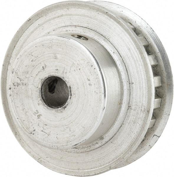 Power Drive - 22 Tooth, 1/4" Inside x 1.381" Outside Diam, Hub & Flange Timing Belt Pulley - 1/4" Belt Width, 1.401" Pitch Diam, 0.438" Face Width, Aluminum - Apex Tool & Supply