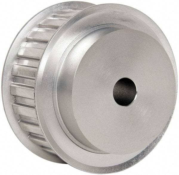 Power Drive - 24 Tooth, 1/2" Inside x 2.835" Outside Diam, Hub & Flange Timing Belt Pulley - 1" Belt Width, 2.865" Pitch Diam, 1-1/4" Face Width, Aluminum - Apex Tool & Supply