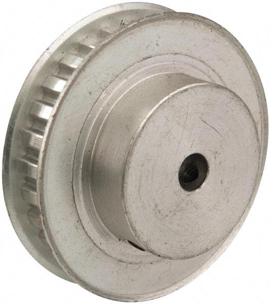 Power Drive - 28 Tooth, 1/4" Inside x 1.763" Outside Diam, Hub & Flange Timing Belt Pulley - 1/4" Belt Width, 1.783" Pitch Diam, 0.438" Face Width, Aluminum - Apex Tool & Supply