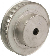 Power Drive - 28 Tooth, 1/4" Inside x 1.763" Outside Diam, Hub & Flange Timing Belt Pulley - 1/4" Belt Width, 1.783" Pitch Diam, 0.438" Face Width, Aluminum - Apex Tool & Supply