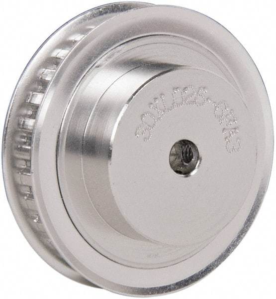 Power Drive - 30 Tooth, 1/4" Inside x 1.89" Outside Diam, Hub & Flange Timing Belt Pulley - 1/4" Belt Width, 1.91" Pitch Diam, 0.438" Face Width, Aluminum - Apex Tool & Supply