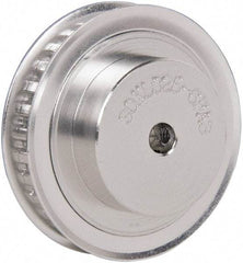 Power Drive - 30 Tooth, 1/4" Inside x 1.89" Outside Diam, Hub & Flange Timing Belt Pulley - 1/4" Belt Width, 1.91" Pitch Diam, 0.438" Face Width, Aluminum - Apex Tool & Supply