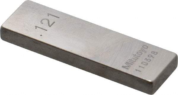 Mitutoyo - 0.121" Rectangular Steel Gage Block - Accuracy Grade 0, Includes Certificate of Inspection - Apex Tool & Supply