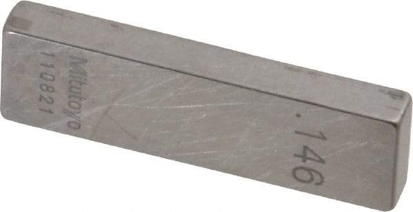 Mitutoyo - 0.146" Rectangular Steel Gage Block - Accuracy Grade 0, Includes Certificate of Inspection - Apex Tool & Supply