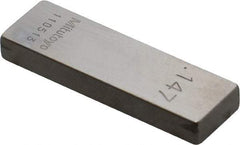 Mitutoyo - 0.147" Rectangular Steel Gage Block - Accuracy Grade 0, Includes Certificate of Inspection - Apex Tool & Supply