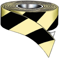 NMC - Glow & Black Striped Vinyl Tape - 1" Wide x 100' Long x 0.02" Thick, General Traffic - Apex Tool & Supply