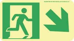 NMC - Down Right Arrow, Right Side Stick Figure in Doorway (Graphic), Polyester Exit Sign - 8" Wide x 4-1/2" High, Glow-in-the-Dark - Apex Tool & Supply