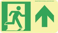 NMC - Forward Arrow, Right Side Stick Figure in Doorway (Graphic), Polyester Exit Sign - 8" Wide x 4-1/2" High, Glow-in-the-Dark - Apex Tool & Supply