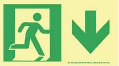 NMC - Down Arrow, Right Side Stick Figure in Doorway (Graphic), Plastic Exit Sign - 8" Wide x 4-1/2" High, Glow-in-the-Dark - Apex Tool & Supply
