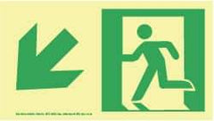 NMC - Down Left Arrow, Left Side Stick Figure in Doorway (Graphic), Plastic Exit Sign - 8" Wide x 4-1/2" High, Glow-in-the-Dark - Apex Tool & Supply