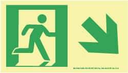 NMC - Down Right Arrow, Right Side Stick Figure in Doorway (Graphic), Plastic Exit Sign - 8" Wide x 4-1/2" High, Glow-in-the-Dark - Apex Tool & Supply