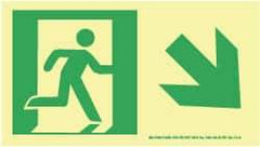 NMC - Down Right Arrow, Right Side Stick Figure in Doorway (Graphic), Plastic Exit Sign - 8" Wide x 4-1/2" High, Glow-in-the-Dark - Apex Tool & Supply