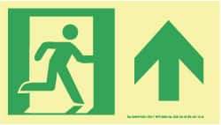NMC - Forward Arrow, Right Side Stick Figure in Doorway (Graphic), Plastic Exit Sign - 8" Wide x 4-1/2" High, Glow-in-the-Dark - Apex Tool & Supply