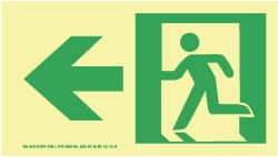 NMC - Left Arrow, Left Side Stick Figure in Doorway (Graphic), Plastic Exit Sign - 8" Wide x 4-1/2" High, Glow-in-the-Dark - Apex Tool & Supply