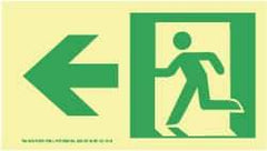 NMC - Left Arrow, Left Side Stick Figure in Doorway (Graphic), Plastic Exit Sign - 8" Wide x 4-1/2" High, Glow-in-the-Dark - Apex Tool & Supply