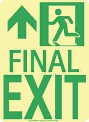 NMC - Final Exit, Polyester Exit Sign - 8" Wide x 11" High, Glow-in-the-Dark - Apex Tool & Supply