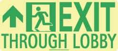 NMC - Exit Through Lobby, Polyester Exit Sign - 16" Wide x 7" High, Glow-in-the-Dark - Apex Tool & Supply