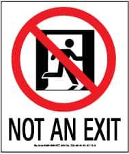 NMC - Not an Exit, Polyester Exit Sign - 5-1/2" Wide x 6-1/2" High, Glow-in-the-Dark - Apex Tool & Supply