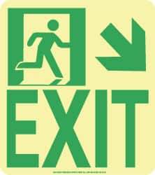 NMC - Exit, Polyester Exit Sign - 8" Wide x 9" High, Glow-in-the-Dark - Apex Tool & Supply
