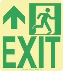 NMC - Exit, Polyester Exit Sign - 8" Wide x 9" High, Glow-in-the-Dark - Apex Tool & Supply