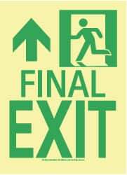 NMC - Final Exit, Plastic Exit Sign - 8" Wide x 11" High, Glow-in-the-Dark - Apex Tool & Supply