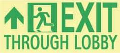 NMC - Exit Through Lobby, Plastic Exit Sign - 16" Wide x 7" High, Glow-in-the-Dark - Apex Tool & Supply