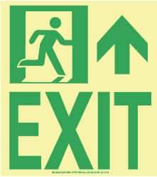 NMC - Exit, Plastic Exit Sign - 8" Wide x 9" High, Glow-in-the-Dark - Apex Tool & Supply